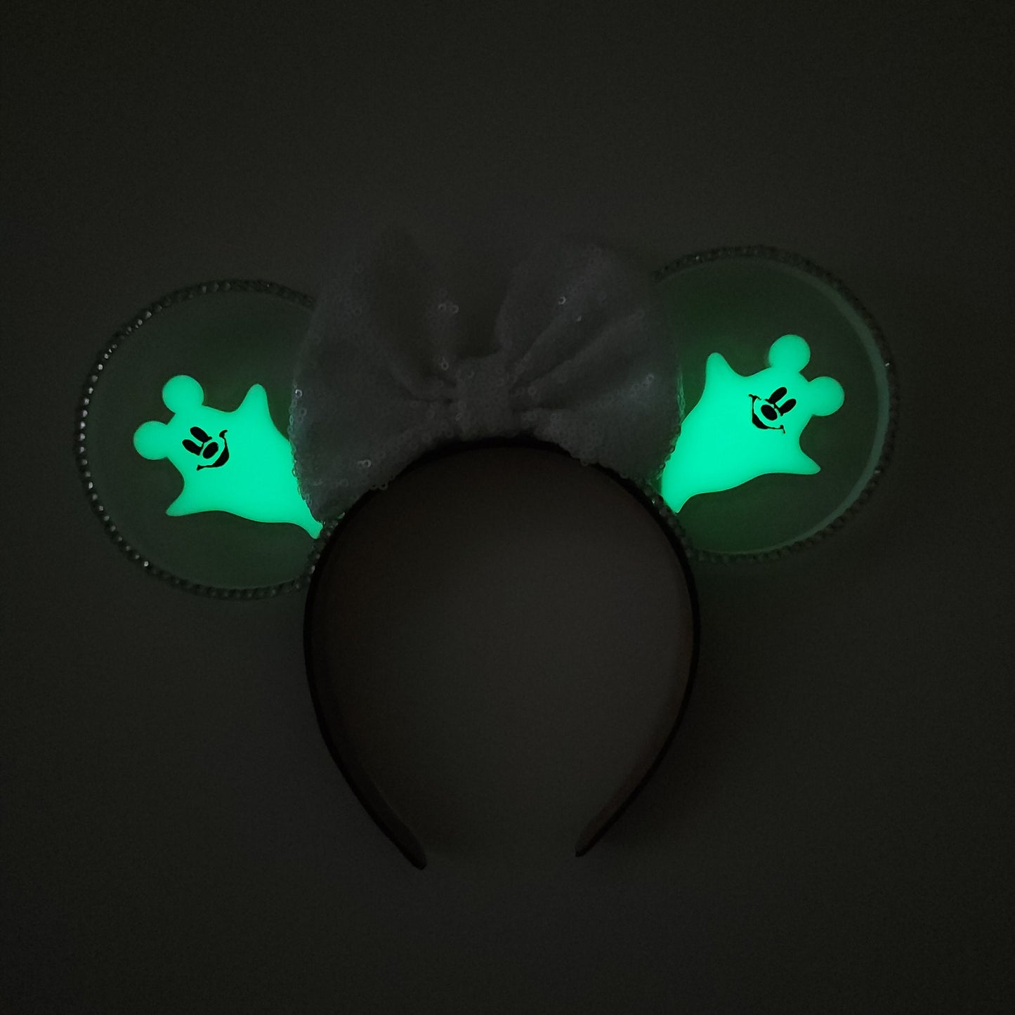 Glow in the dark! little mouse ghost Halloween ears, Halloween 3D Mouse Ears with or without rhinestones