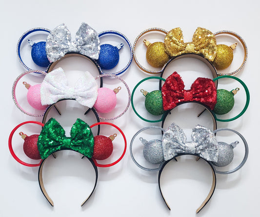 Glitter sparkly 3d ornament ears, holiday ear, christmas ears , cute christmas , 3d ears